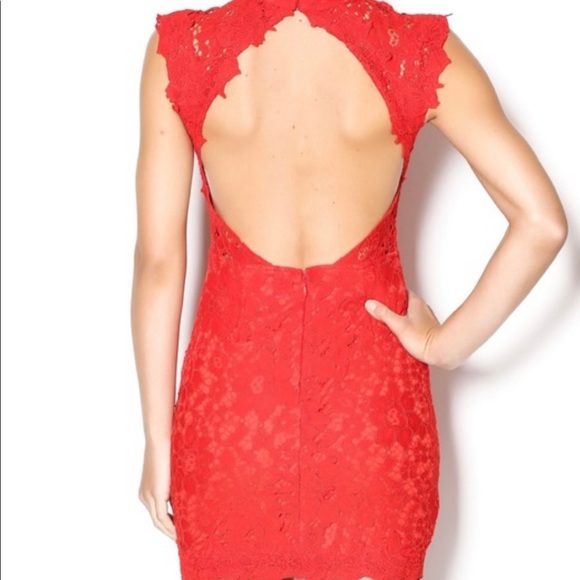 Hommage from Los Angeles bright red mini backless cocktail dress - Picture 3 of 7